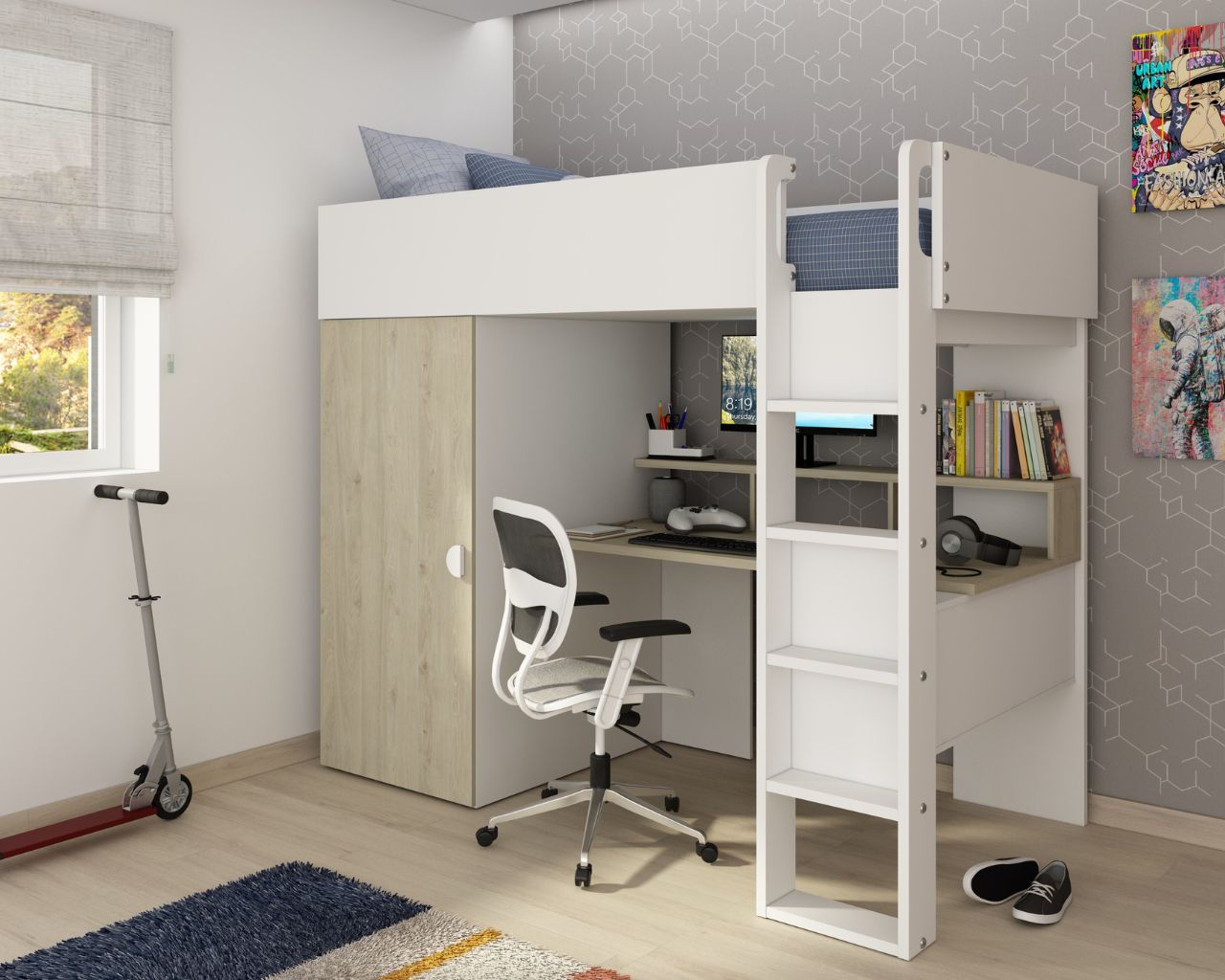 Trasman Flow High Sleeper with Desk