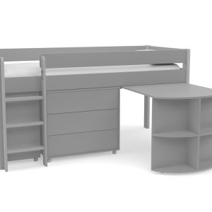 Alternative view of Stompa Uno Grey Midsleeper Cabin Bed with Desk, Chest & Storage Unit
