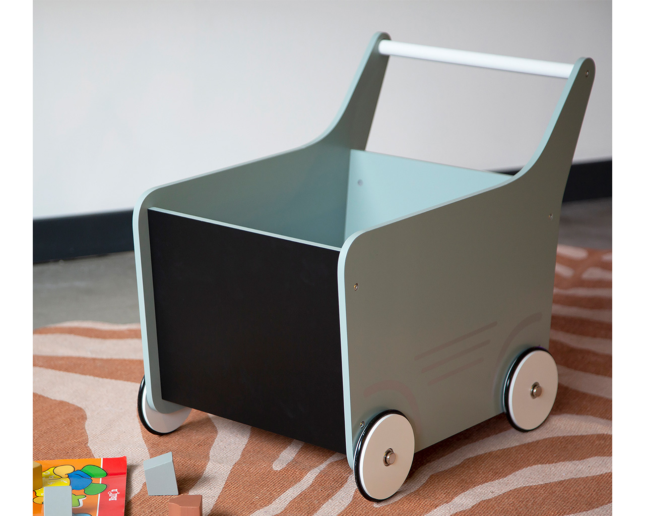 Wooden Stroller Toy Storage Mint