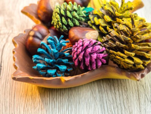 Painted pine cones