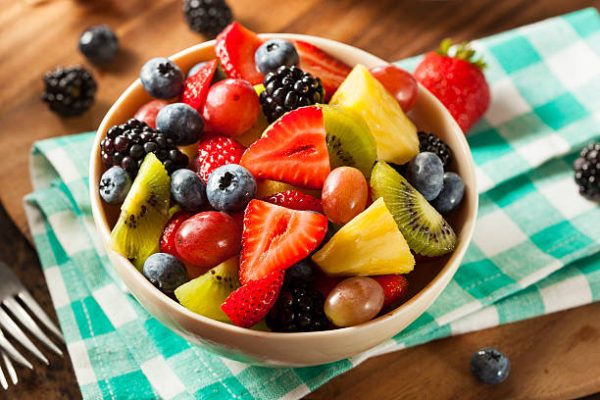 Heallthy Organic Fruit Salad with Berries Pineapple and Grapes