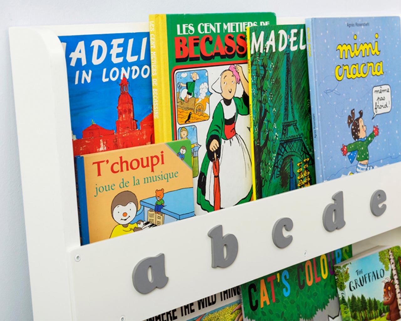 Open Facing Bookcase with Pale Grey lowercase letters - Image 4