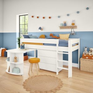 Stompa Uno 10 Midsleeper Cabin Bed with Pullout Desk and Chest