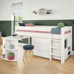 Stompa Uno 3a Midsleeper Cabin Bed with Desk, Chest & Storage Unit