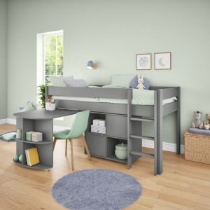 Stompa Uno Midsleeper Cabin Bed with Desk and Storage Unit Grey