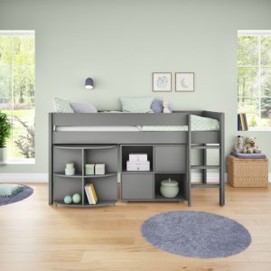 Stompa Uno Midsleeper Cabin Bed with Desk and Storage Unit Grey - Image 3