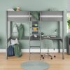 Uno High Sleeper Grey Frame With Desk & Shelving