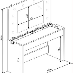 Trasman Hollywood Beauty Bar Dressing Table - Image 6