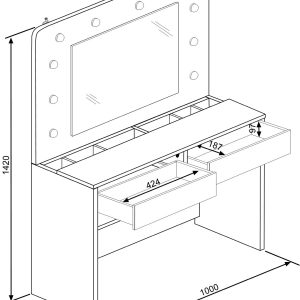 Trasman Hollywood Beauty Bar Dressing Table - Image 5