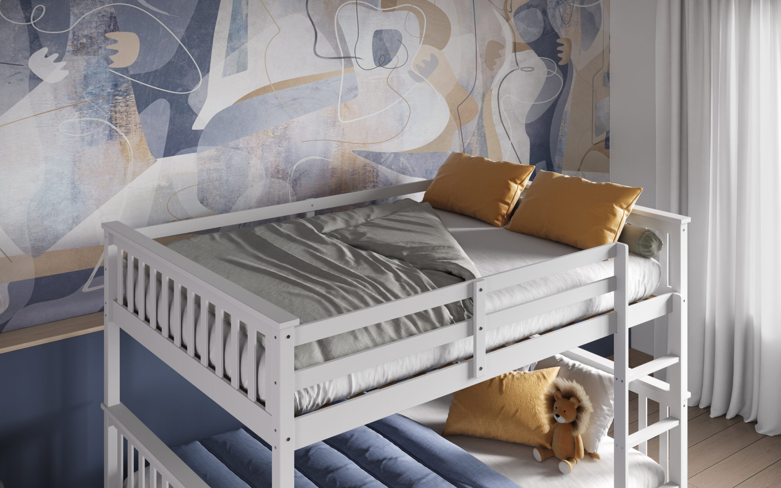 Daisy Small Double Bunk Bed - White - Image 2