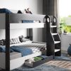 The Soho Bunk Bed Grey With Shelves And Drawer is a notable and adaptable furnishing, certain to serve as a prominent feature in any child's bedroom. This fashionable line seamlessly integrates aesthetics, safety, and utility, providing a sleeping area that is both functional and appealing. Constructed with adaptability in mind, the reversible ladder facilitates placement on either the left or right side, ensuring compatibility with the room's configuration. Irrespective of the arrangement, the bunk bed offers substantial storage capacity for organizing toys, books, and clothing, provided by shelving units on both bunks and a practical under-bed drawer on wheels. Furthermore, the elevated side panelling ensures optimal safety while maintaining a streamlined and contemporary design. The Soho Bunk Bed Grey With Shelves And Drawer represents a synthesis of elegance and practicality, offering both comfort and convenience.