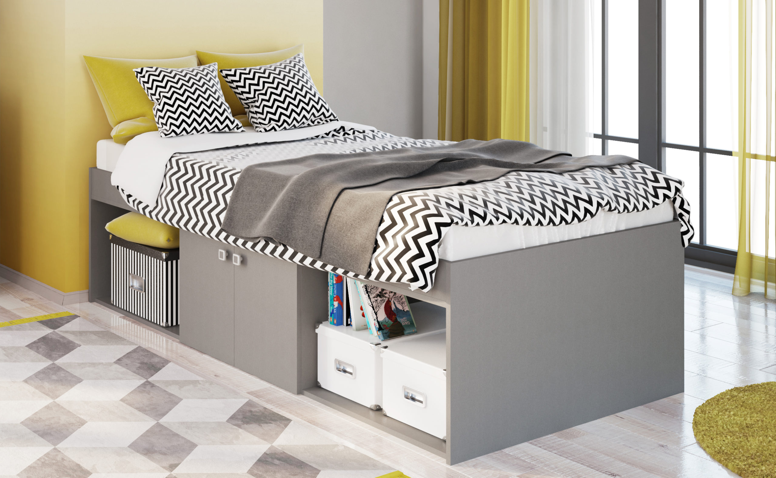 Paddington Low Cabin Bed - Grey - Image 6