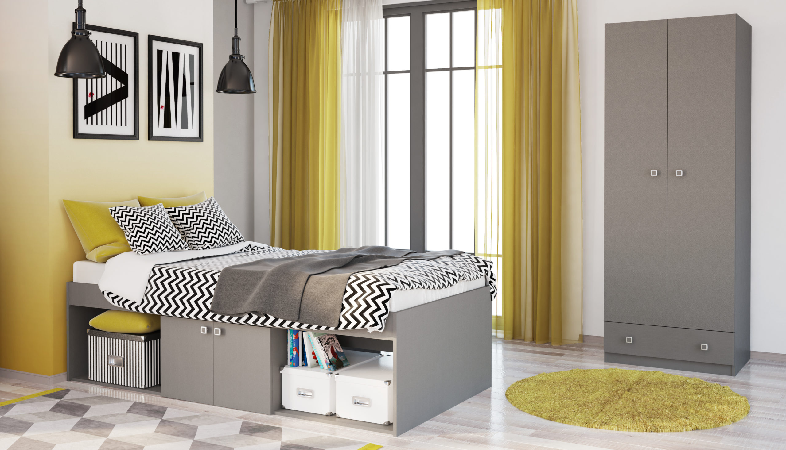 Paddington Low Cabin Bed - Grey - Image 5
