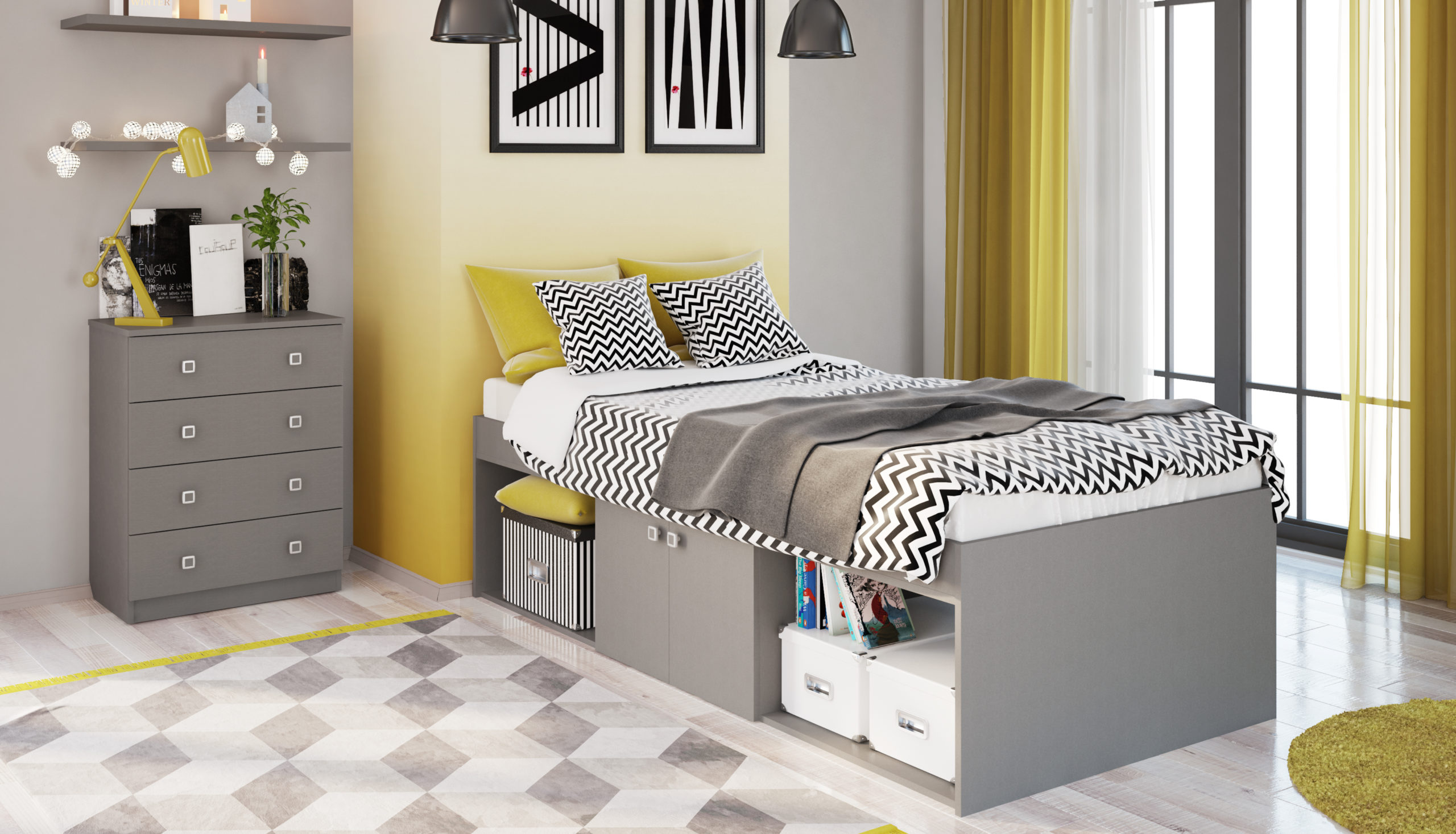 Paddington Low Cabin Bed - Grey - Image 4