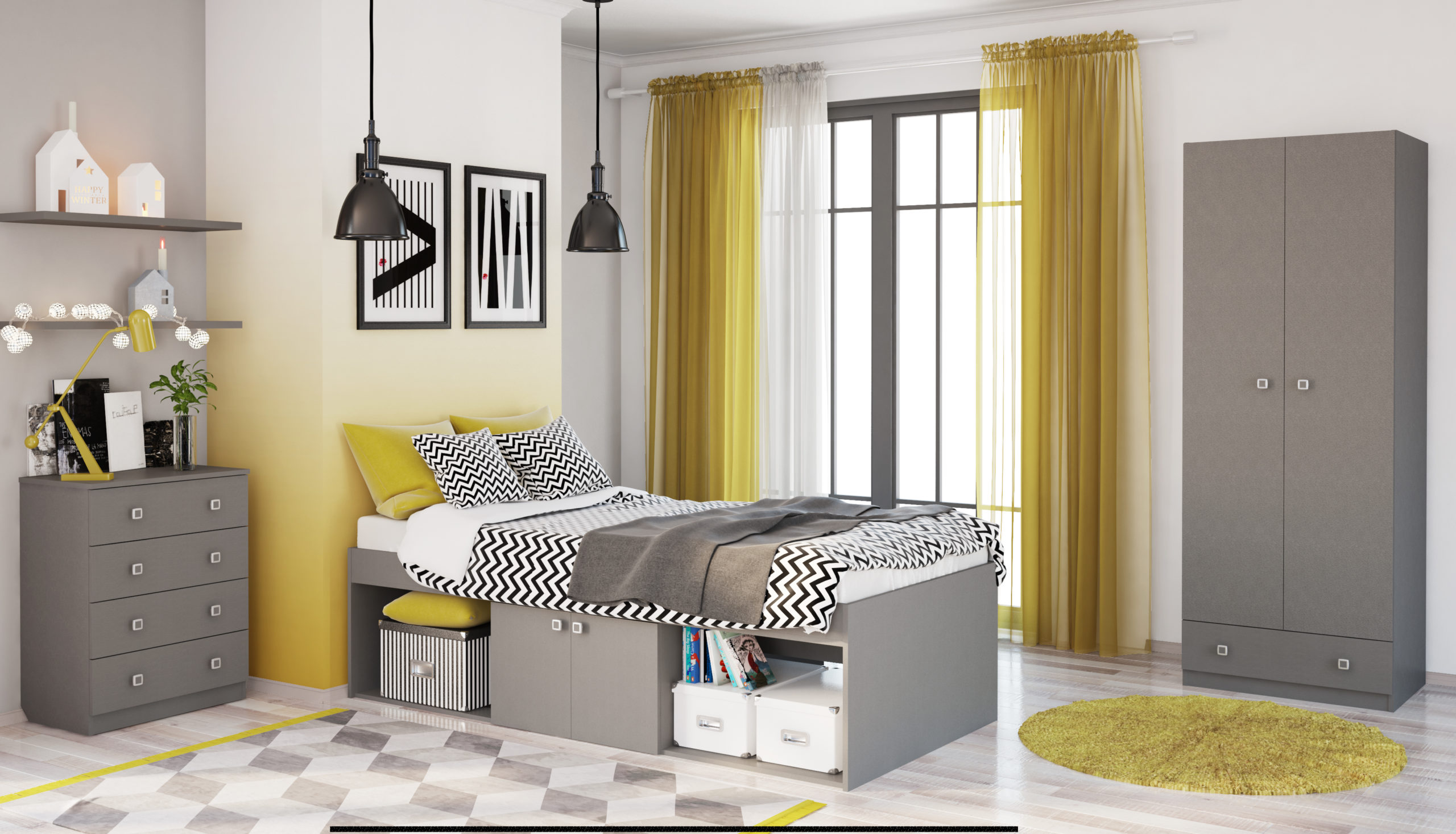 Paddington Low Cabin Bed - Grey - Image 3