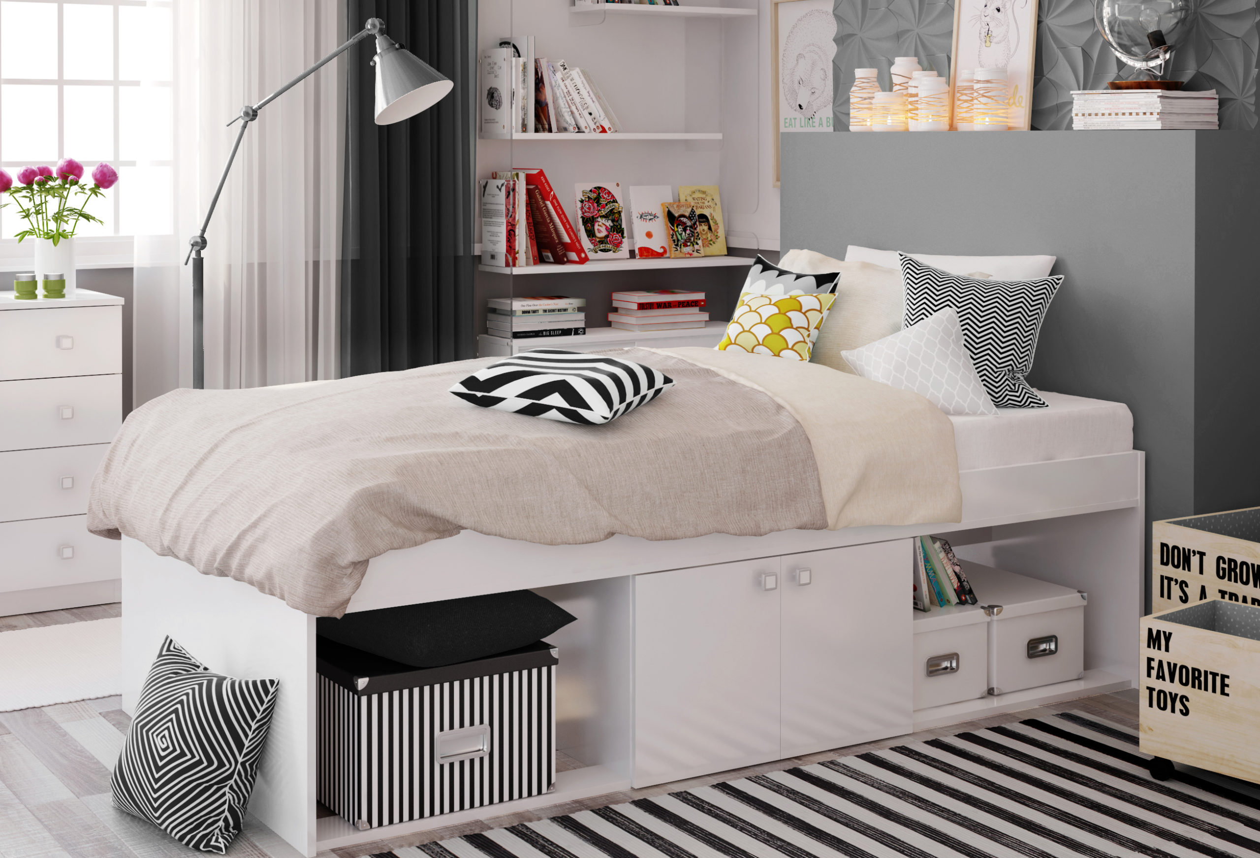 Paddington Low Cabin Bed - White - Image 2