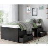 This single bed has lots of storage. It has four drawers for clothes and a cupboard for other stuff. It's good for kids or teenagers