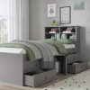 The grey Budapest Cabin Bed helps save space. It has drawers and a hidden cupboard for storage, so rooms stay neat. The headboard has shelves for books and other things. It's useful and looks good in any room.