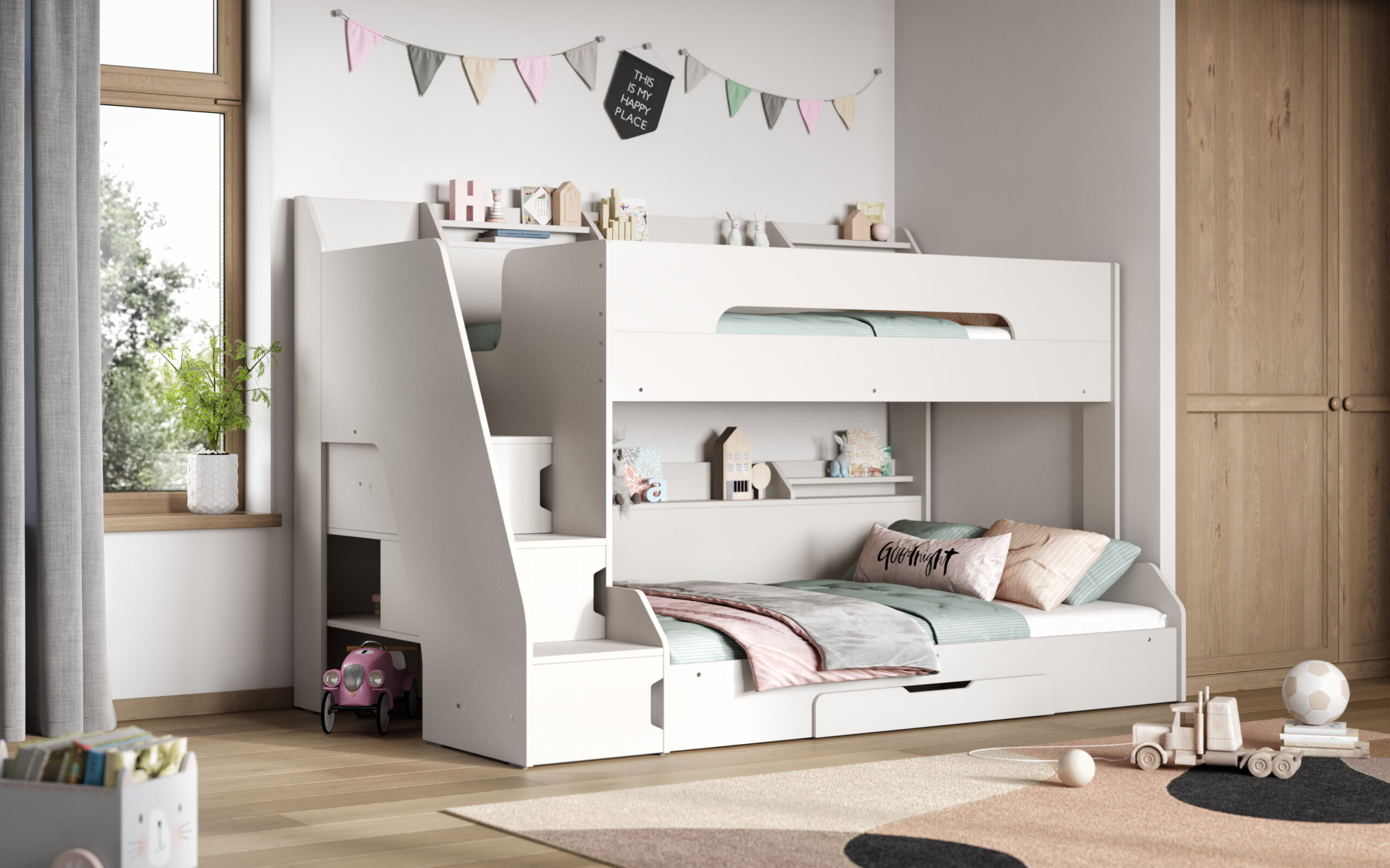 Sherbert Staircase Triple Bunk Bed - White - Image 10