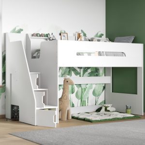 Alternative view of Seville Staircase High Sleeper Bed - White
