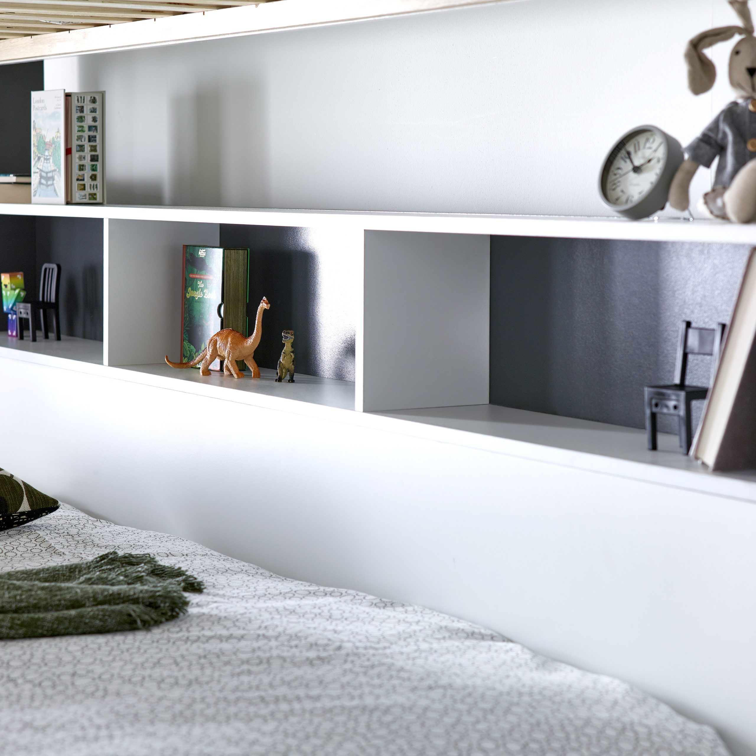 Lisbon Grey & White Triple Wooden Storage Bunk Bed - Image 3