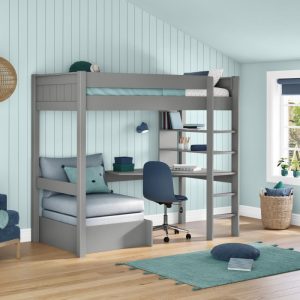 Stompa Classic Highsleeper Bed with Desk and Grey Chair Bed - Image 3