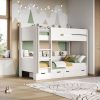 Athens White Storage Bunk Bed with Shelves