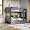 Athens Wooden Storage Bunk Bed with Sanding The Athens storage bunk bed seamlessly integrates functionality and style for contemporary living spaces. This innovative bunk bed maximizes space utilization without compromising comfort or aesthetics. Constructed from high-quality wood, this bunk bed features a robust frame comprised of premium materials, ensuring long-lasting durability and stability. The sleek and modern design effortlessly complements any décor, making it an ideal addition to bedrooms, guest rooms, or dormitories. A distinguishing characteristic of this bunk bed is its integrated storage solutions. Equipped with multiple spacious drawers and shelves, it offers ample space to keep belongings neatly organized and readily accessible. From apparel and bedding to books and toys, all items are within reach while maintaining a clutter-free environment. Safety is of paramount importance, especially for children, and this bed prioritizes this aspect. With integrated safety features, such as guardrails and a sturdy ladder, parents can have peace of mind knowing that their children are safe and secure during sleep and recreational activities.