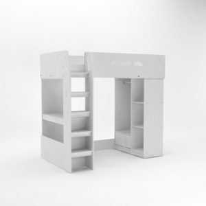 Kudl Highsleeper Bed with Desk, Storage & Hanging Area - White - Image 4