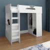 Kudl Highsleeper Bed with Desk, Storage & Hanging Area - White