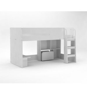 Alternative view of Relaxa Midsleeper with Desk, Bookcase & Toybox - White