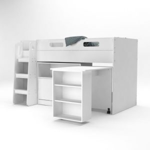 Alternative view of Krakow Storage Midsleeper with Desk & Cupboard - White