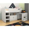 Krakow Storage Midsleeper with Desk & Cupboard - White