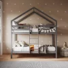 The Everest Grey House Bunk Bed is an elegant and practical option for your child's room. Its unique design resembles a miniature house with a roof, adding a playful touch. Safety is a key feature, with a robust design made of solid wood and sturdy rails around the top bunk to prevent falls. A centered staircase allows children to easily and safely climb to the top bunk. This bunk bed combines style, functionality, and safety, making it a great choice. Its unique design and finish options will make it a focal point in your child's room, offering a safe and comfortable place to sleep and play with a charming design and optimal storage solutions.