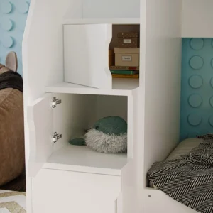 Alternative view of Milan Staircase Triple Bunk Bed White With Storage
