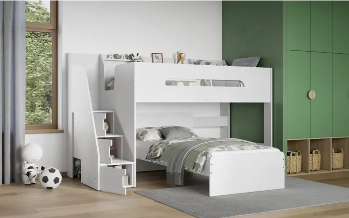Seville Staircase L Shaped Bunk Bed White - Image 2