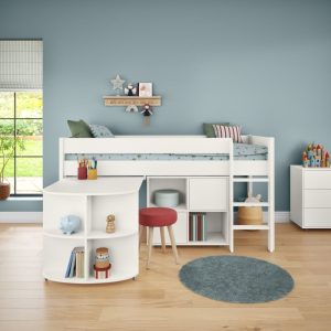 Alternative view of Uno White Mid Sleeper with Pull Out Desk and Cube Unit