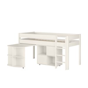 Uno White Mid Sleeper with Pull Out Desk and Cube Unit - Image 5