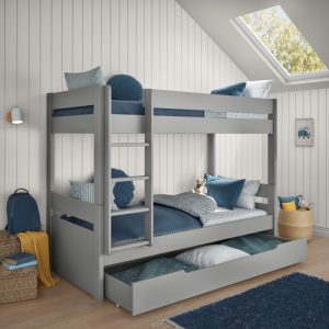 Uno Grey Detachable Bunk Bed with Trundle Drawer - Image 4