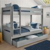 Uno Grey Detachable Bunk Bed with Trundle Drawer