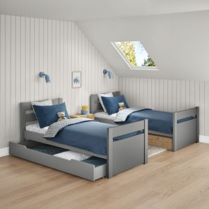 Uno Grey Detachable Bunk Bed with Trundle Drawer - Image 3