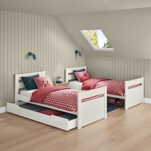 Uno White Detachable Bunk Bed with Trundle Drawer - Image 3