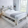 Fabio Double White Bed with Drawer