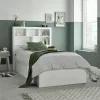 The Oscar White Wooden Ottoman Storage Bed integrates aesthetic design with practical storage capabilities, rendering it suitable for adolescent bedrooms or areas where space is limited. Constructed with a refined white finish and a modern aesthetic, this single ottoman bed incorporates a functional bookcase headboard, advantageous for storing books, decorative items, or necessities. The Oscar bed provides a generous ottoman storage compartment beneath the mattress, readily accessible via a gas-piston mechanism, and configurable to open from either lateral side to accommodate diverse room configurations. Fabricated from premium materials, this bed offers both durability and utility, positioning it as a favorable option for developing adolescents requiring supplementary space and style.