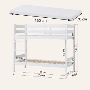 Hoppekids Comfort Shorty Bunkbed with Safety Rail in White - Image 4