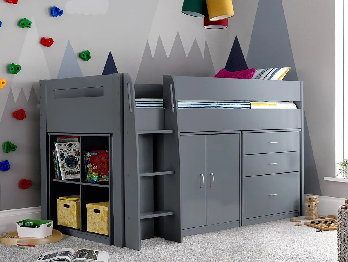 Lacy Grey Midsleeper Bed