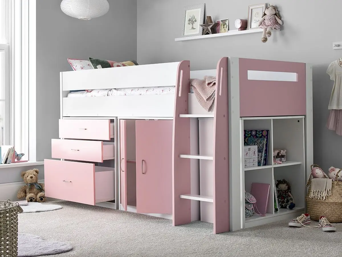 Lacy Pink Midsleeper Bed