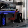 Pioneer Wide Black Gaming Desk with Colour Changing LED