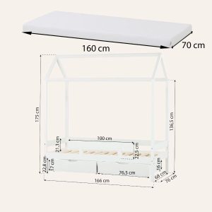 Hoppekids Comfort Shorty Housebed with Drawers in White - Image 5