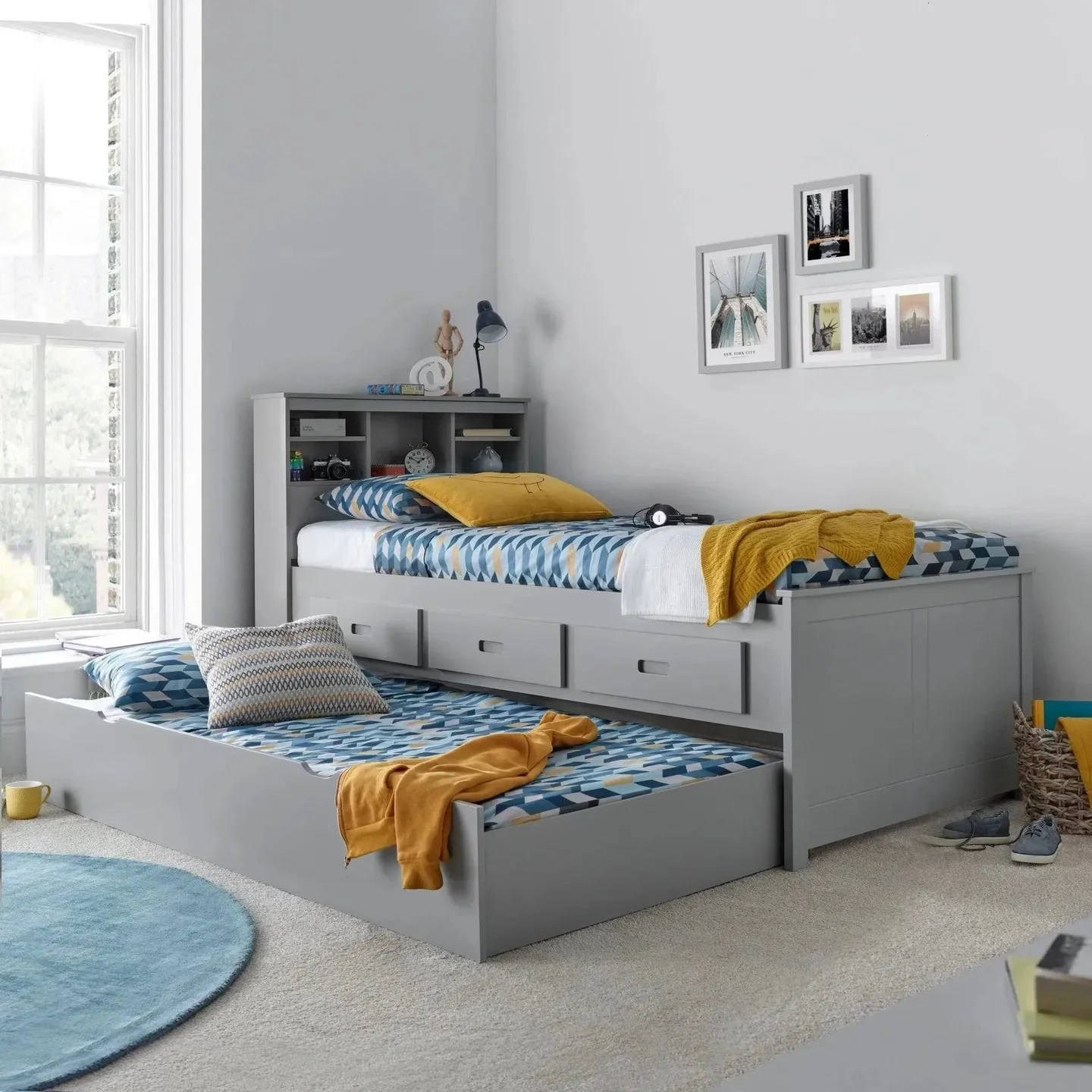 Veera Cabin Bed With Trundle - Grey
